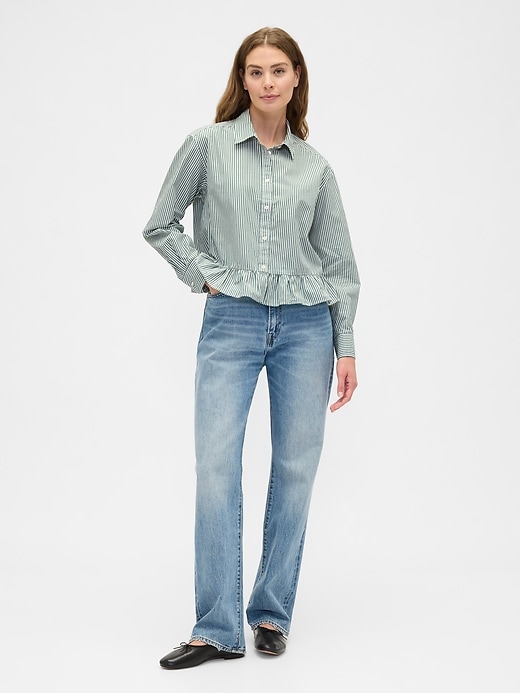 Image number 3 showing, Relaxed Cropped Poplin Peplum Shirt