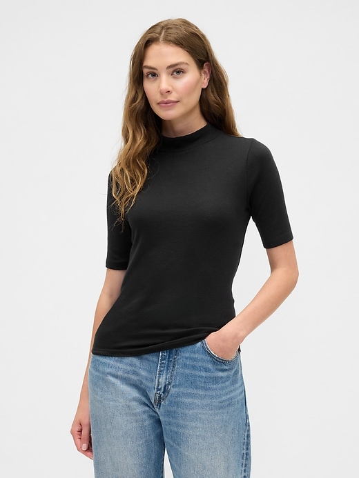 Image number 1 showing, Modern Ribbed Mockneck T-Shirt
