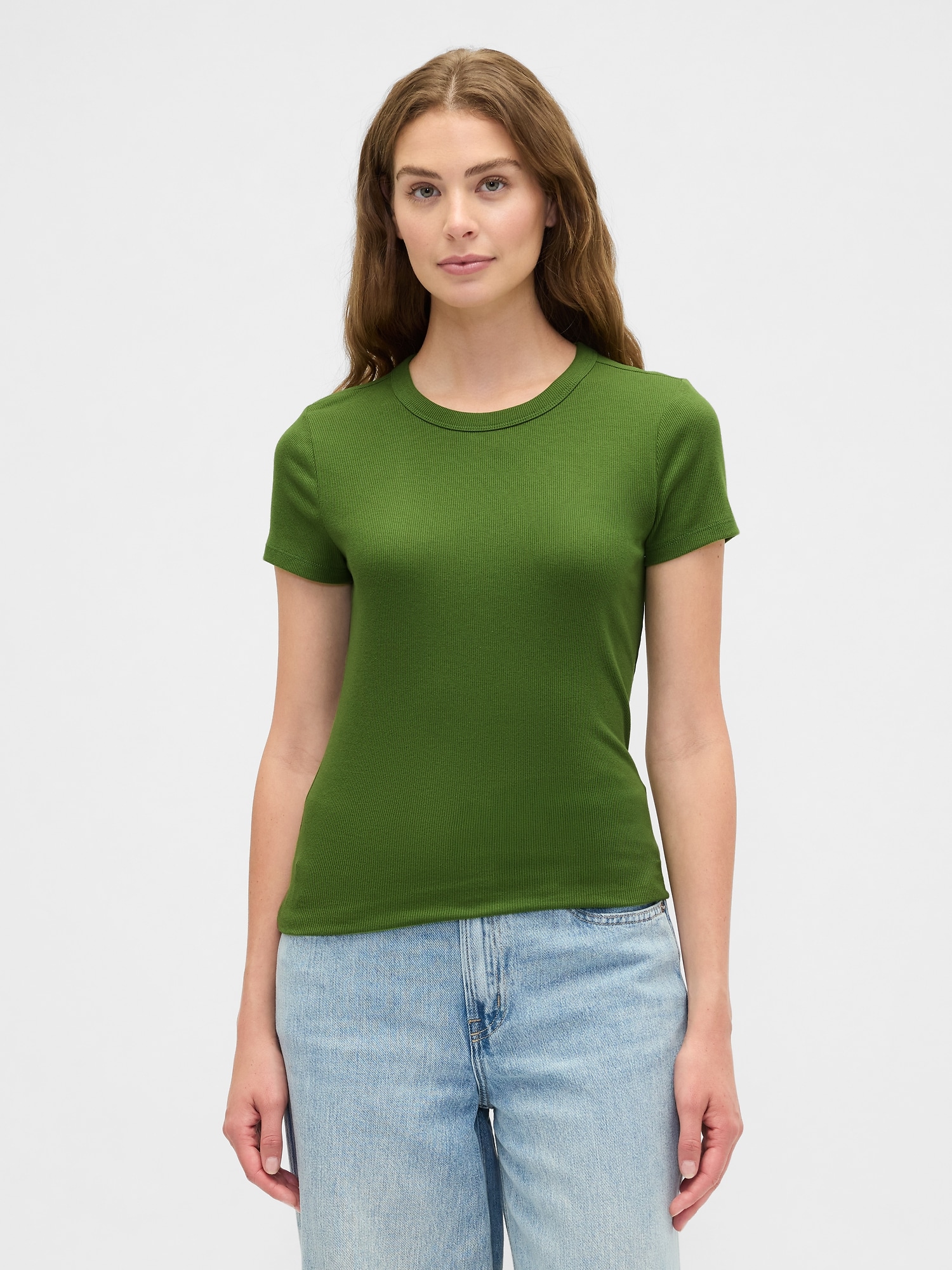 Ribbed Crewneck T-Shirt - Twist Of Lime
