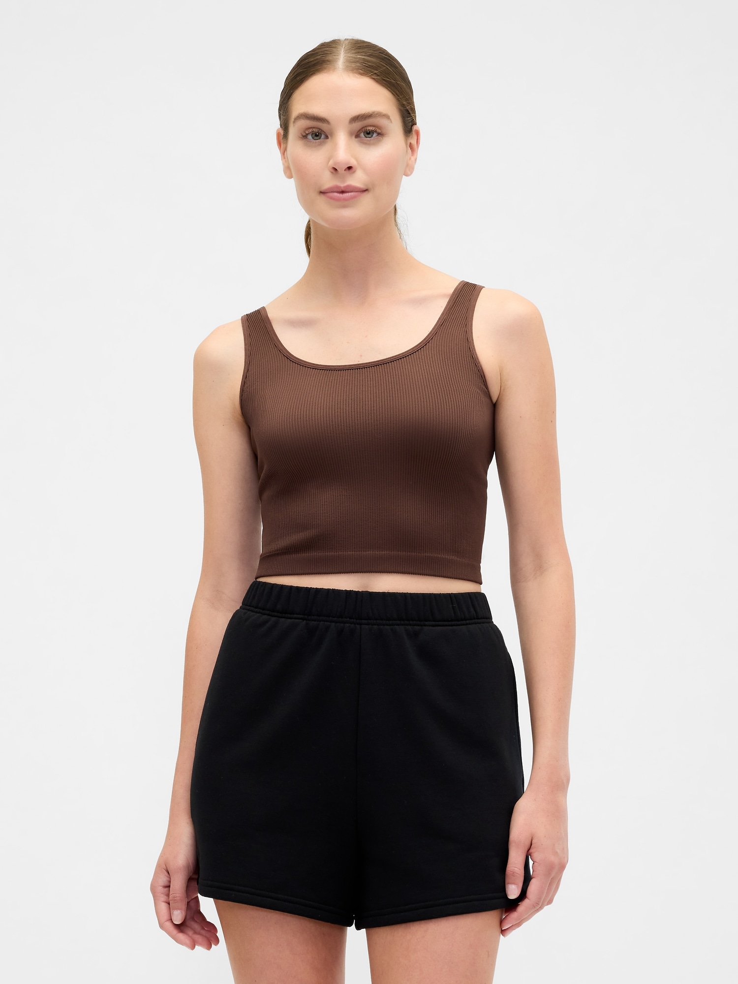 Ribbed Scoopneck Brami - Brown