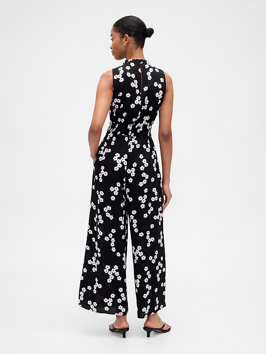 Image number 2 showing, Smocked Wide-Leg V-Neck Jumpsuit