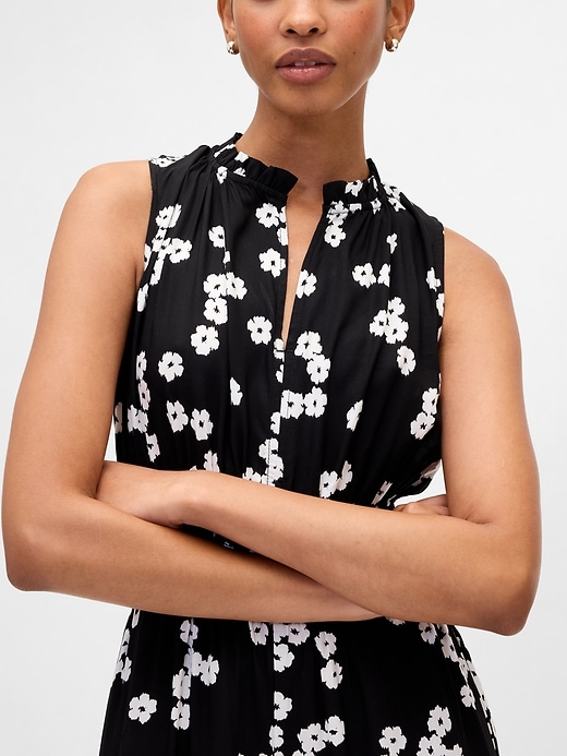 Image number 3 showing, Smocked Wide-Leg V-Neck Jumpsuit
