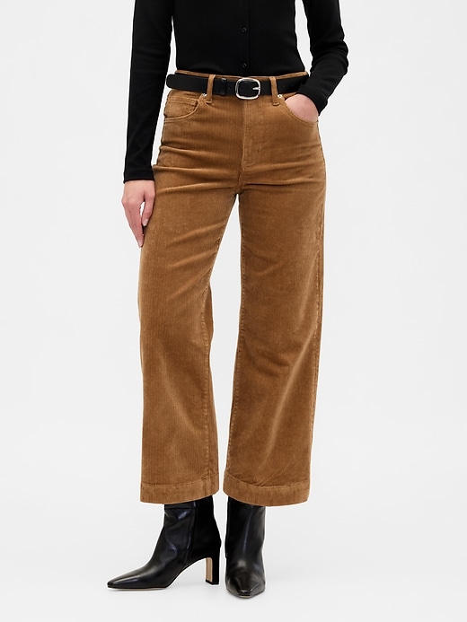 Image number 2 showing, High Rise Wide-Leg Crop Corduroy Pants
