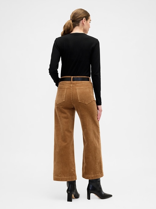 Image number 4 showing, High Rise Wide-Leg Crop Corduroy Pants