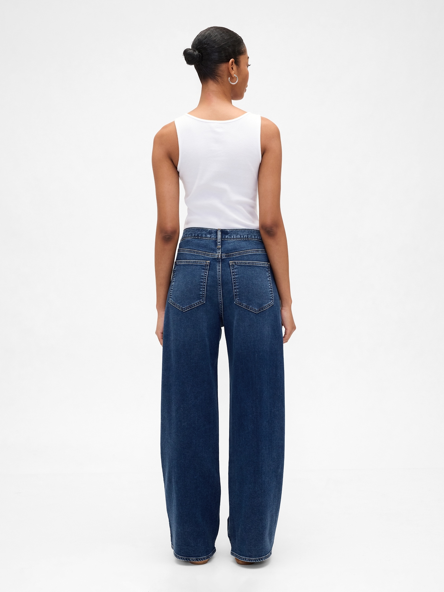 Gap Factory High Rise Wide-leg Sweatpant Jeans In Blue