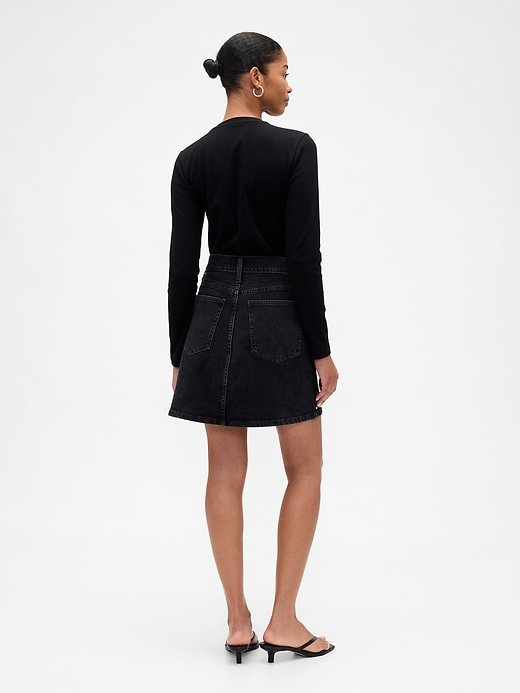 Image number 2 showing, High Rise Studded Denim Mini Skirt