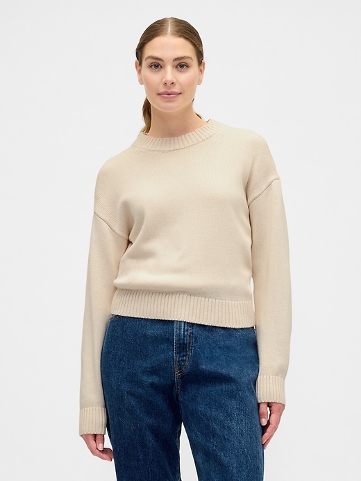 Image number 1 showing, Relaxed Cropped Crewneck Sweater
