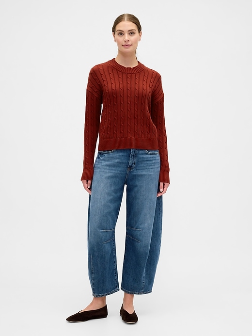 Image number 3 showing, Relaxed Cable-Knit Crewneck Sweater