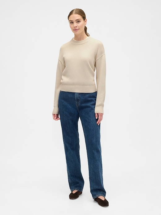 Image number 3 showing, Relaxed Cropped Crewneck Sweater