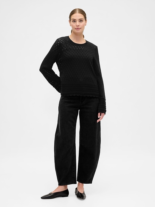 Image number 3 showing, Relaxed Mixed-Stitch Balloon-Sleeve Cardigan