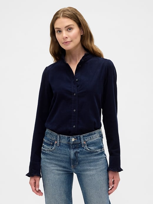 Image number 1 showing, Corduroy Ruffle Shirt