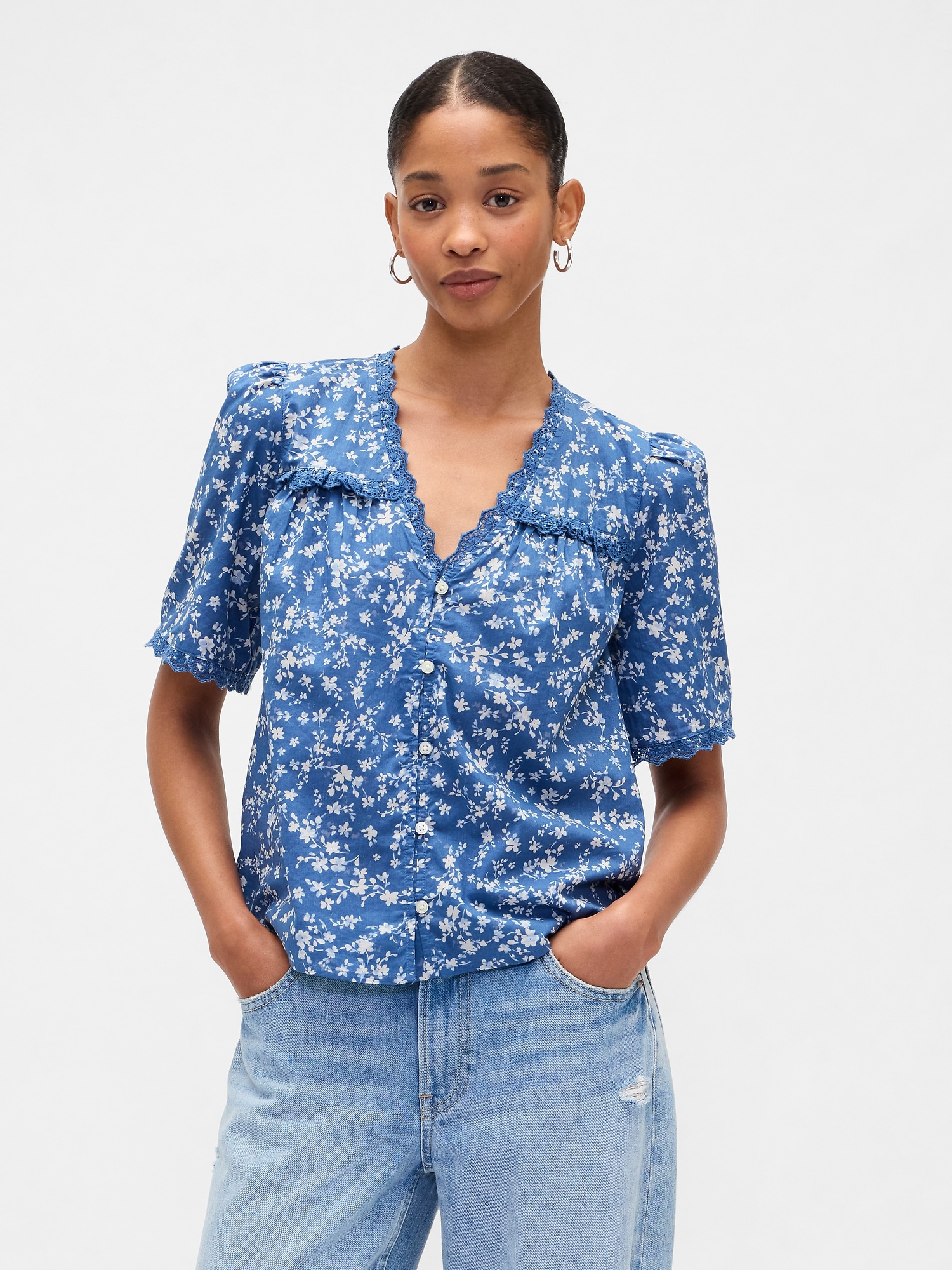 Ruffle V-Neck Top