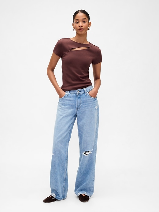 Image number 3 showing, Ribbed Crewneck Cutout Top