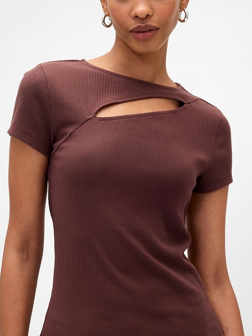 Image number 4 showing, Ribbed Crewneck Cutout Top