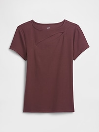 Ribbed Crewneck Cutout Top