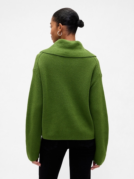 Image number 2 showing, Relaxed Ribbed Quarter-Zip Cardigan