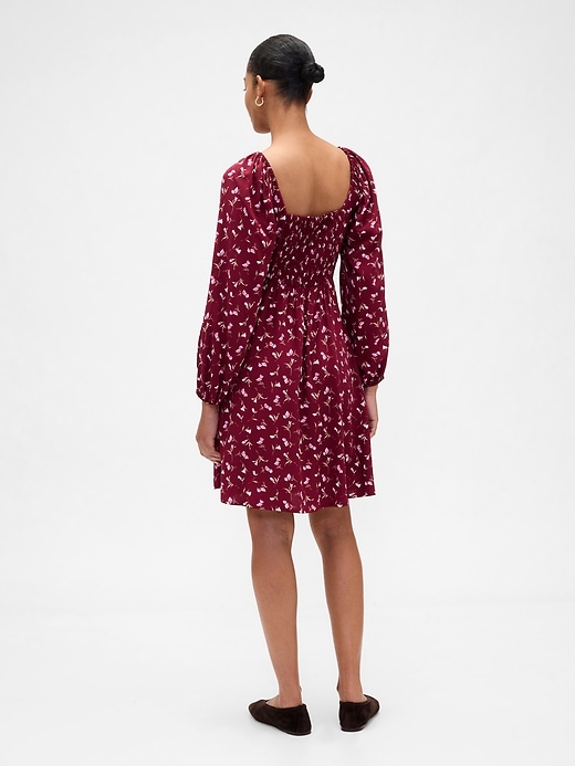 Image number 2 showing, Smocked Print Mini Dress