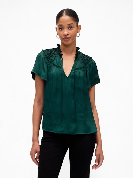 Image number 1 showing, 100% Recycled Relaxed Splitneck Top