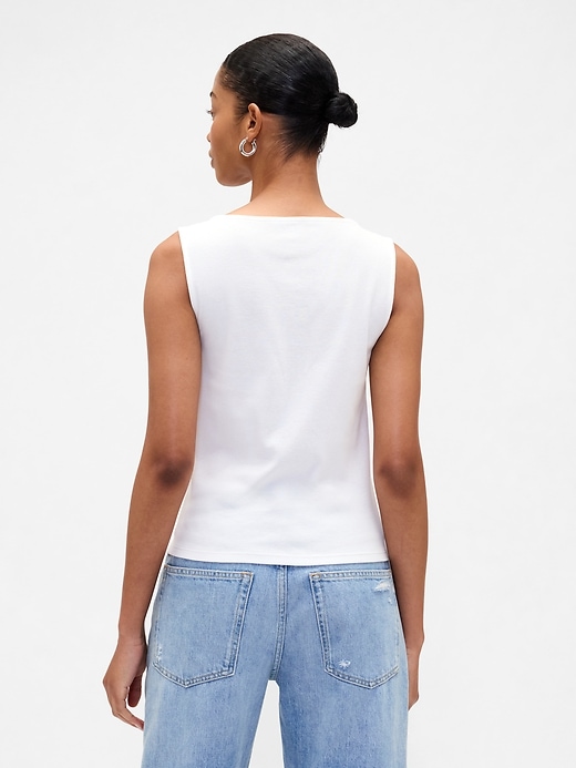 Image number 2 showing, Asymmetrical Boatneck Button Top