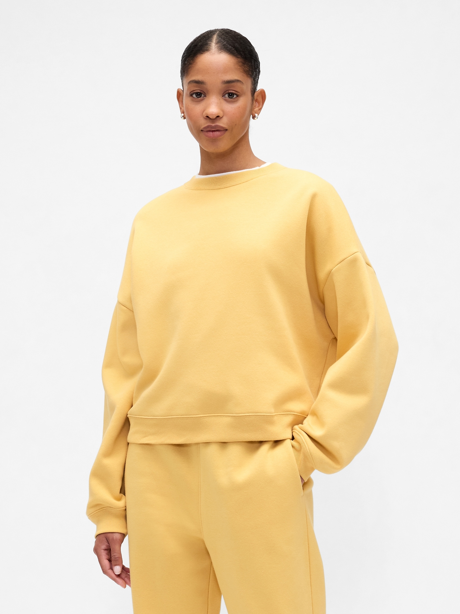 Oversized Crewneck Sweatshirt - French Almond Yellow