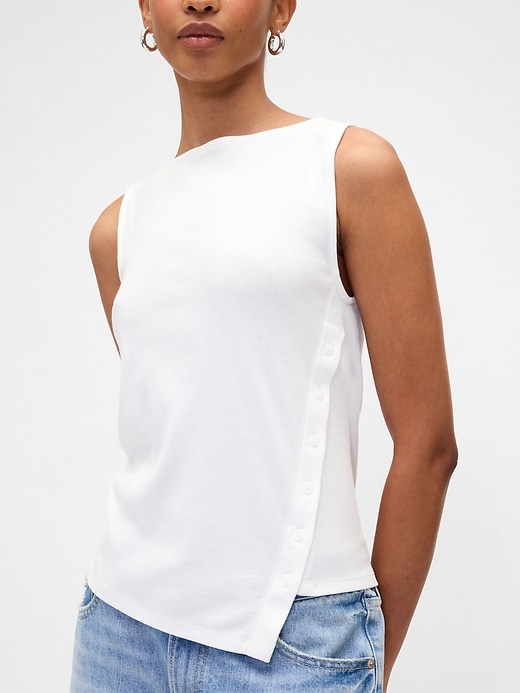 Image number 4 showing, Asymmetrical Boatneck Button Top