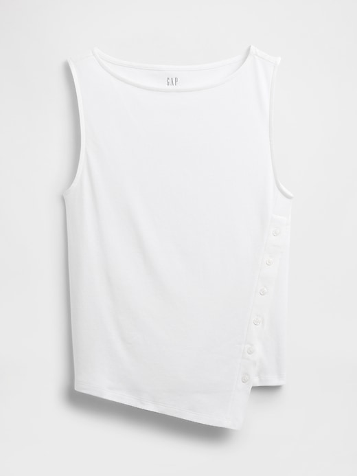 Image number 5 showing, Asymmetrical Boatneck Button Top