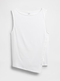 Asymmetrical Boatneck Button Top
