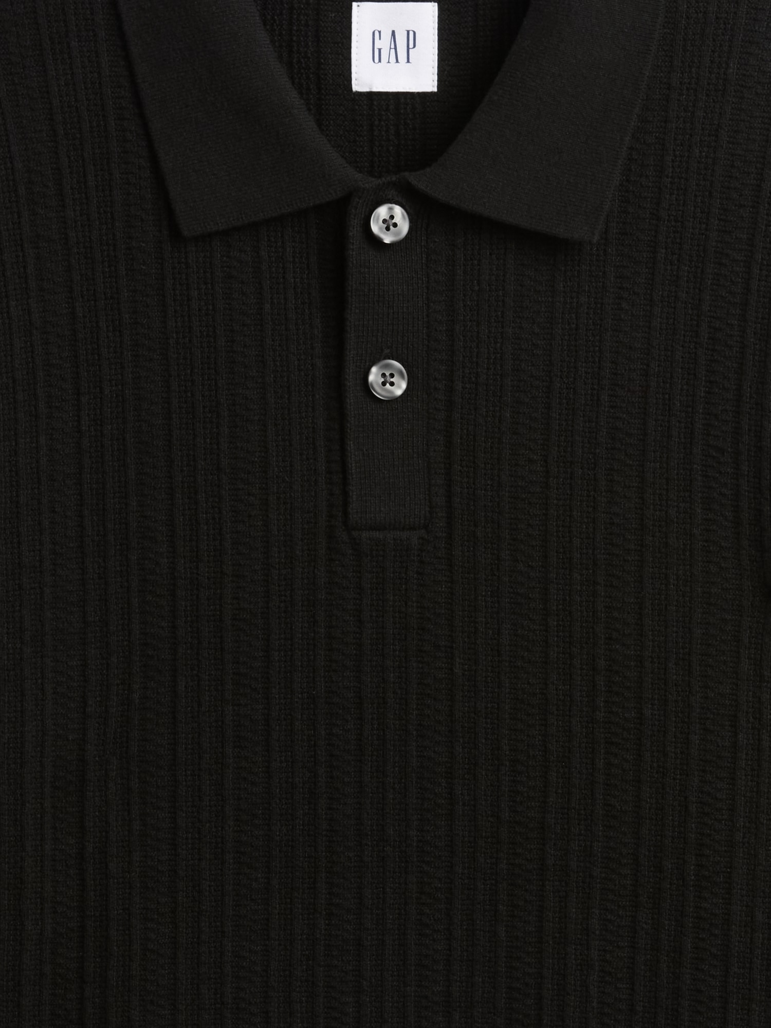 Gap Factory Textured Sweater Polo Shirt Shirt In Black