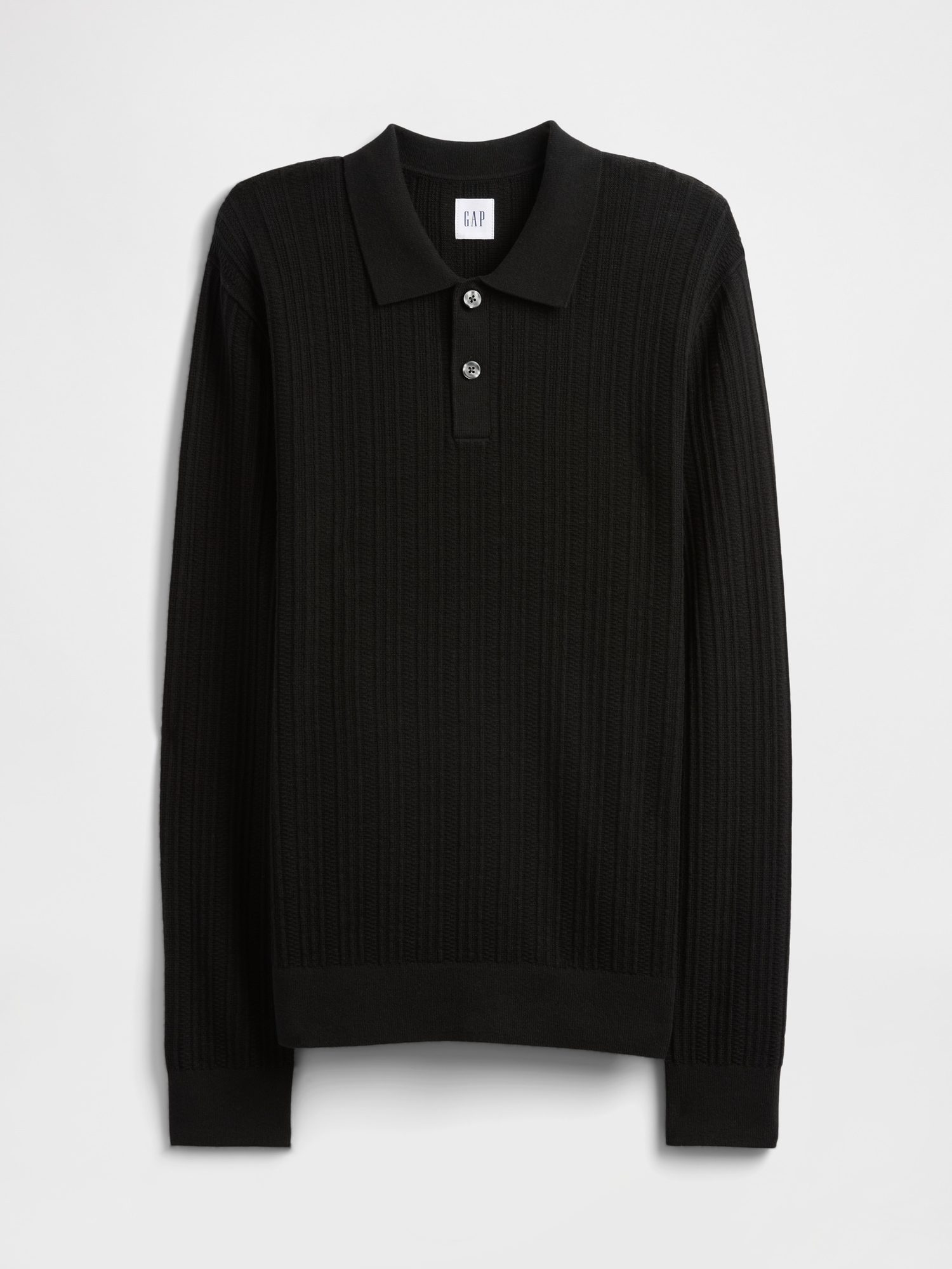 Gap Factory Textured Sweater Polo Shirt Shirt In Black