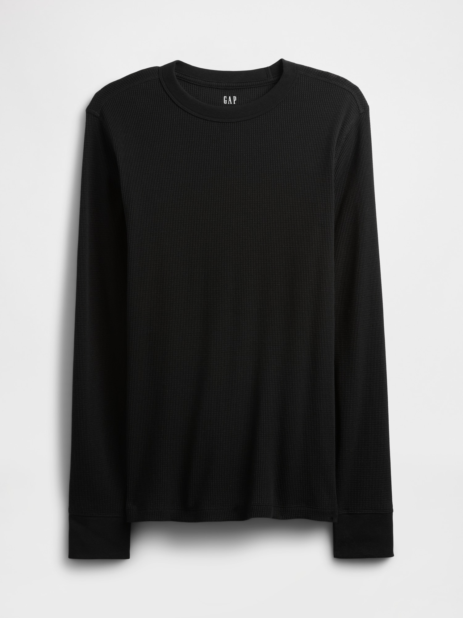 Gap Factory Waffle-knit Crewneck T-shirt In Black