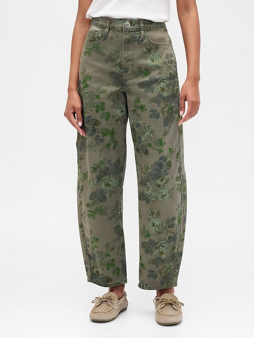 Image number 2 showing, High Rise Print Barrel Jeans