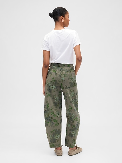 Image number 4 showing, High Rise Print Barrel Jeans
