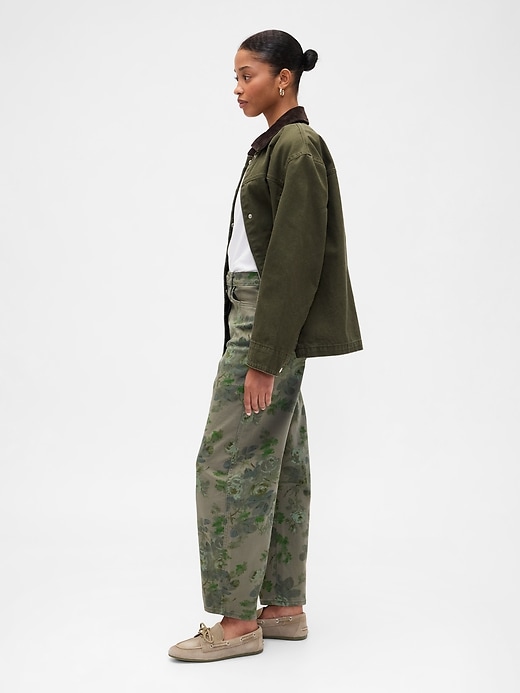 Image number 3 showing, High Rise Print Barrel Jeans