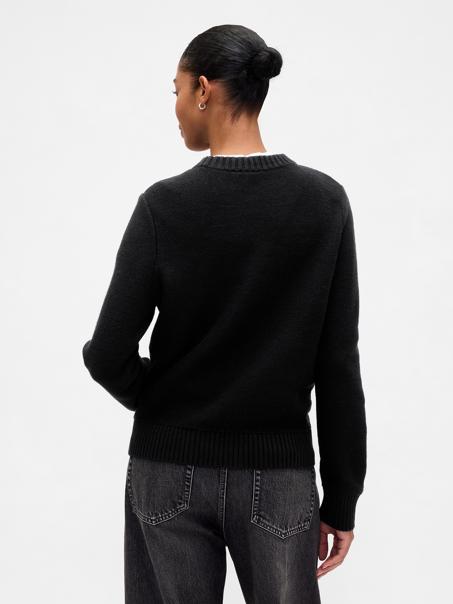 Gap Factory Cable-knit Crewneck Sweater In Black