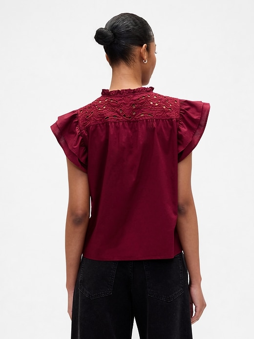 Image number 2 showing, Relaxed Poplin Flutter Sleeve Top