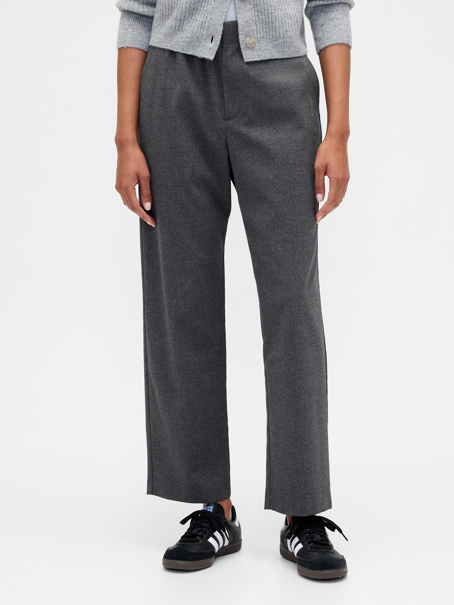 Gap Factory Recycled High Rise Straight-leg Pants In Gray