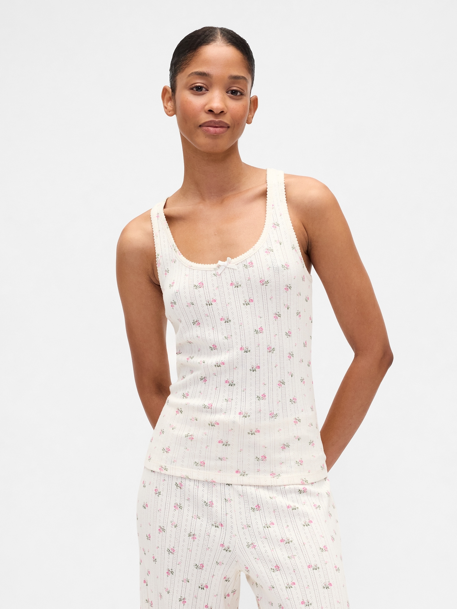 Pointelle Scoopneck PJ Tank Top - Mini Floral