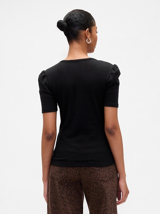 Image number 2 showing, Ribbed Scoopneck Puff Sleeve Top