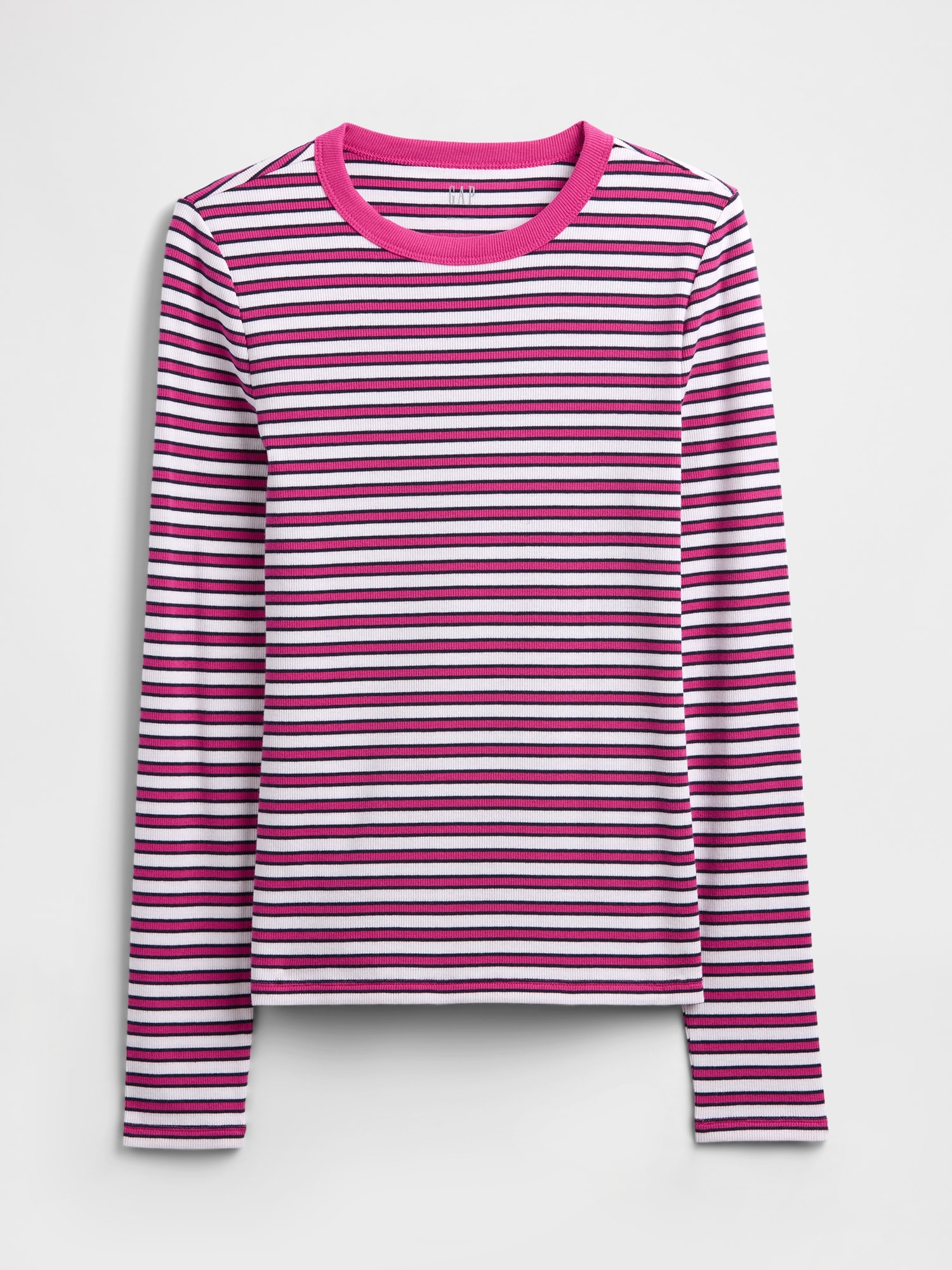 Gap Factory Ribbed Stripe Crewneck T-shirt In Pink