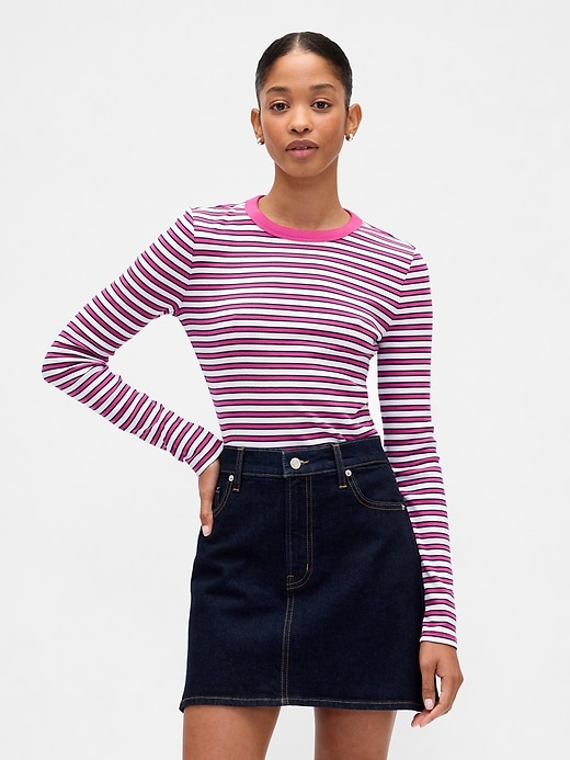 Image number 1 showing, Ribbed Stripe Crewneck T-Shirt