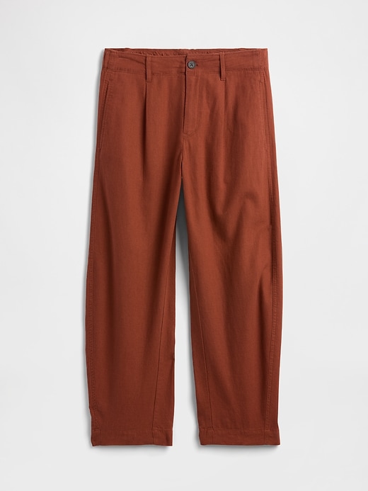 Image number 7 showing, Mid Rise Linen-Blend Barrel Pants
