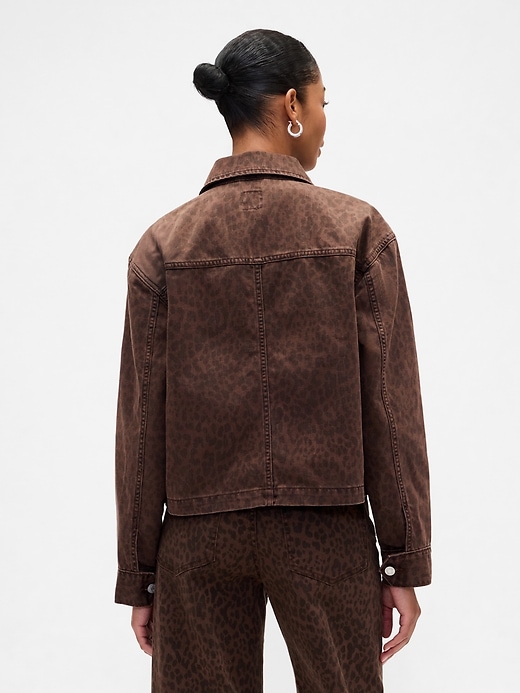 Image number 2 showing, Cropped Print Denim Chore Jacket
