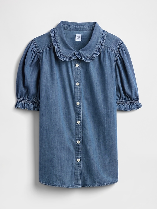 Image number 5 showing, Relaxed Denim Puff Sleeve Top