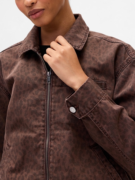 Image number 4 showing, Cropped Print Denim Chore Jacket