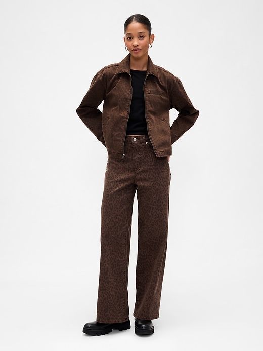 Image number 3 showing, Cropped Print Denim Chore Jacket
