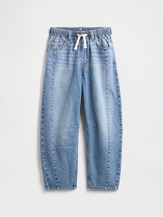 Image number 1 showing, Kids High Rise Pull-On Barrel Jeans