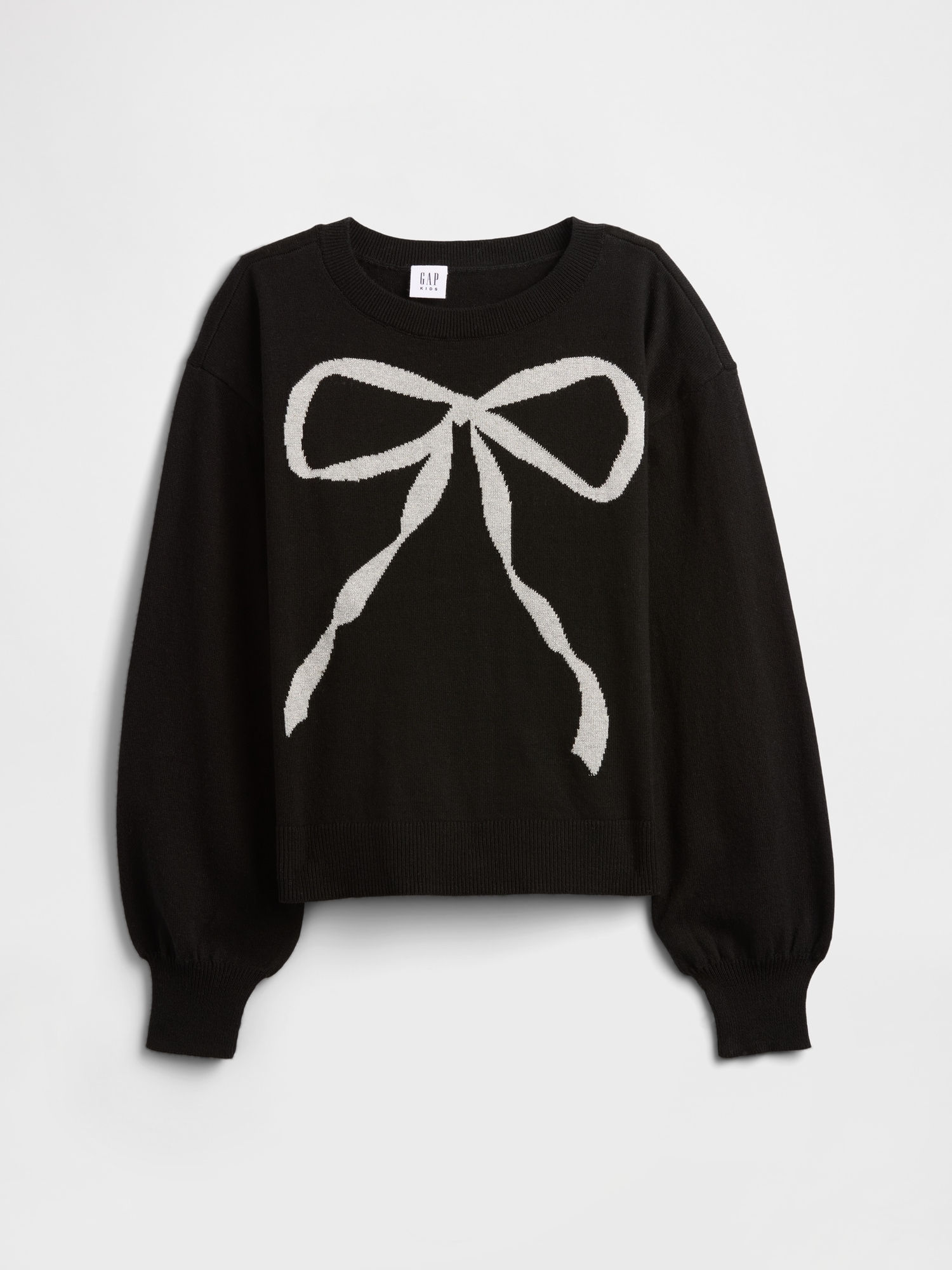 Kids Relaxed Intarsia Sweater - Bow Print