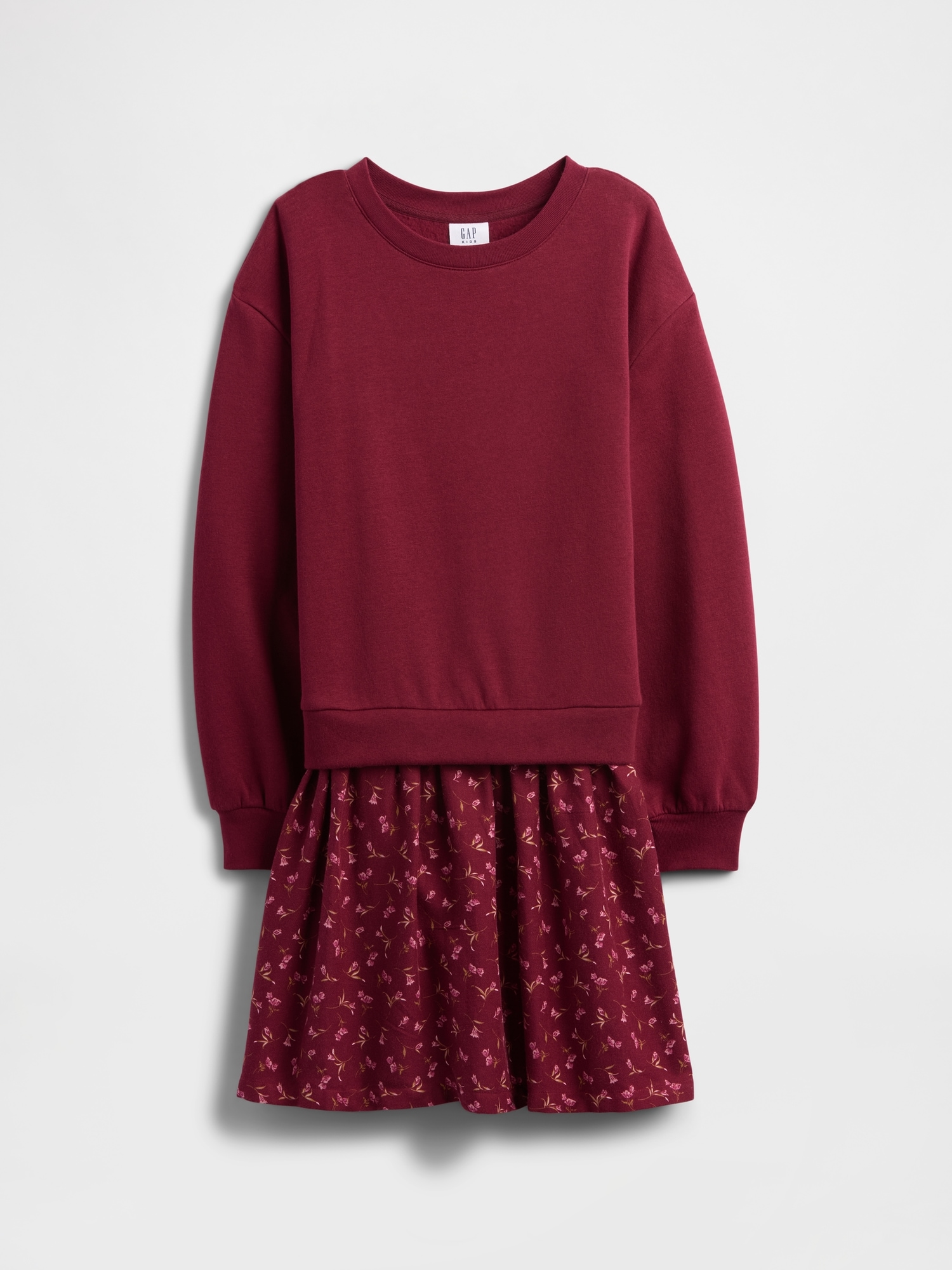 Kids Oversized Sweatshirt Dress - Red Delicious
