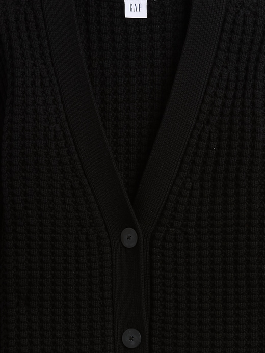 Image number 4 showing, Relaxed Waffle-Knit Cardigan