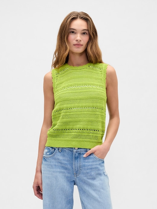 Image number 1 showing, Sleeveless Mixed-Stitch Sweater Tank Top